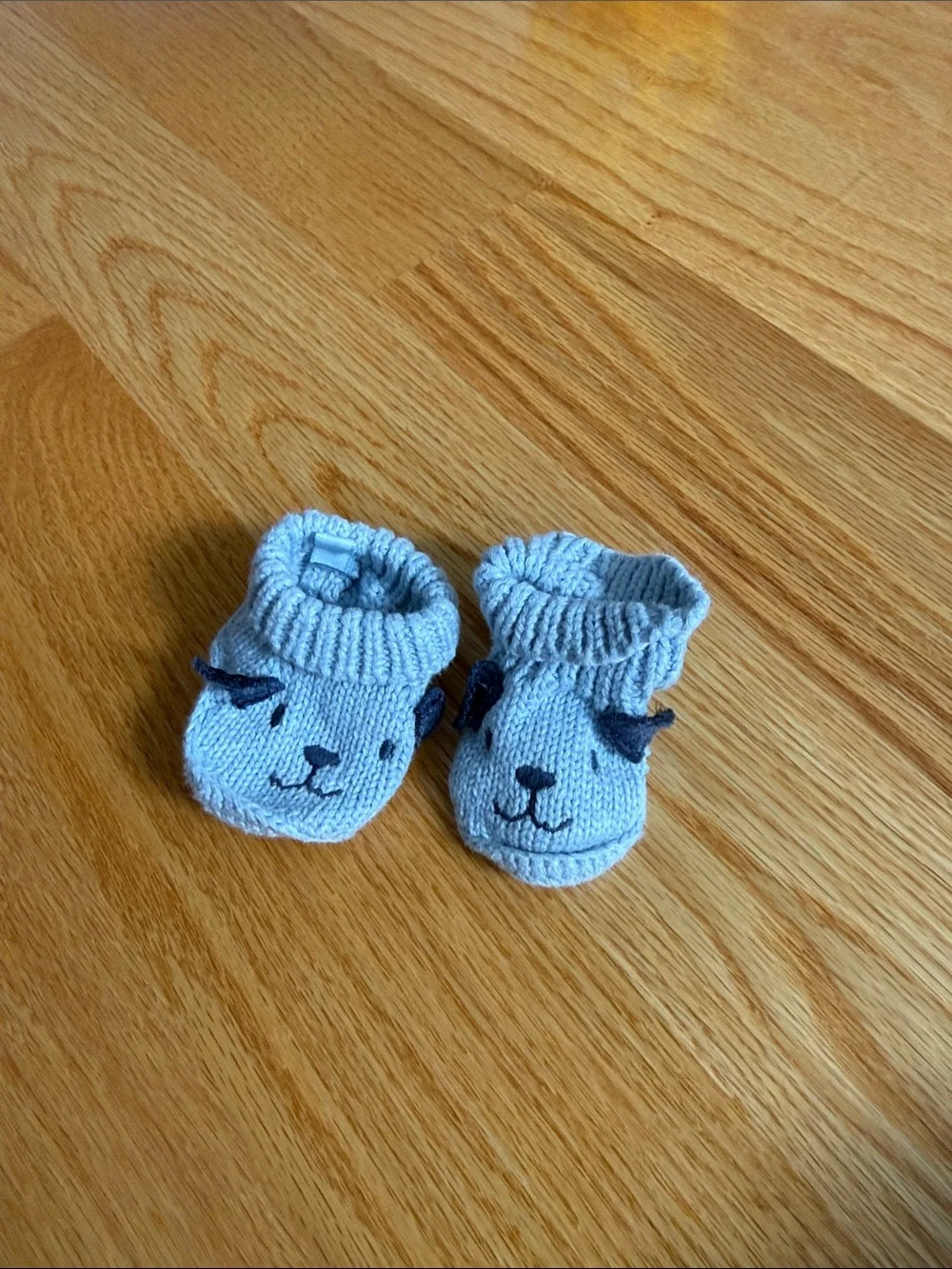 Baby Knit Animal Face Booties - Light Blue